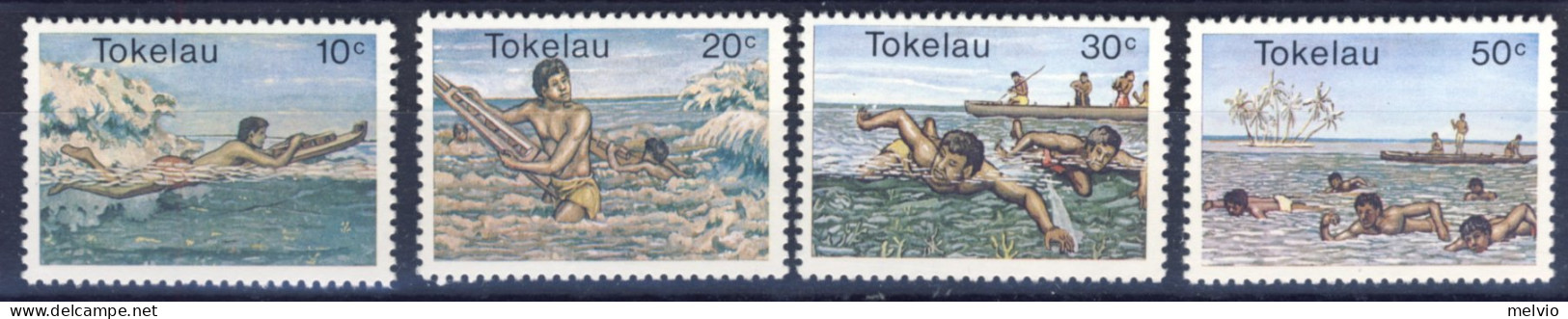 1980-Tokelau (MNH=**) Serie 4 Valori Sports Acquatici - Tokelau