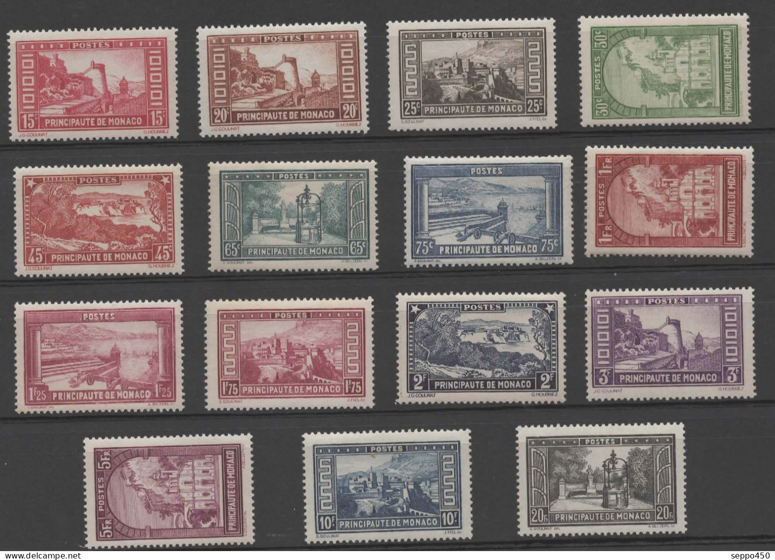 N 119-134, SERIE COMPLETE PAYSAGE DE LA PRINCIPAUTE NEUFS** AVEC QQS ADHERENCES, FORTE COTE  STAMPS BRIEFMARKEN - Neufs