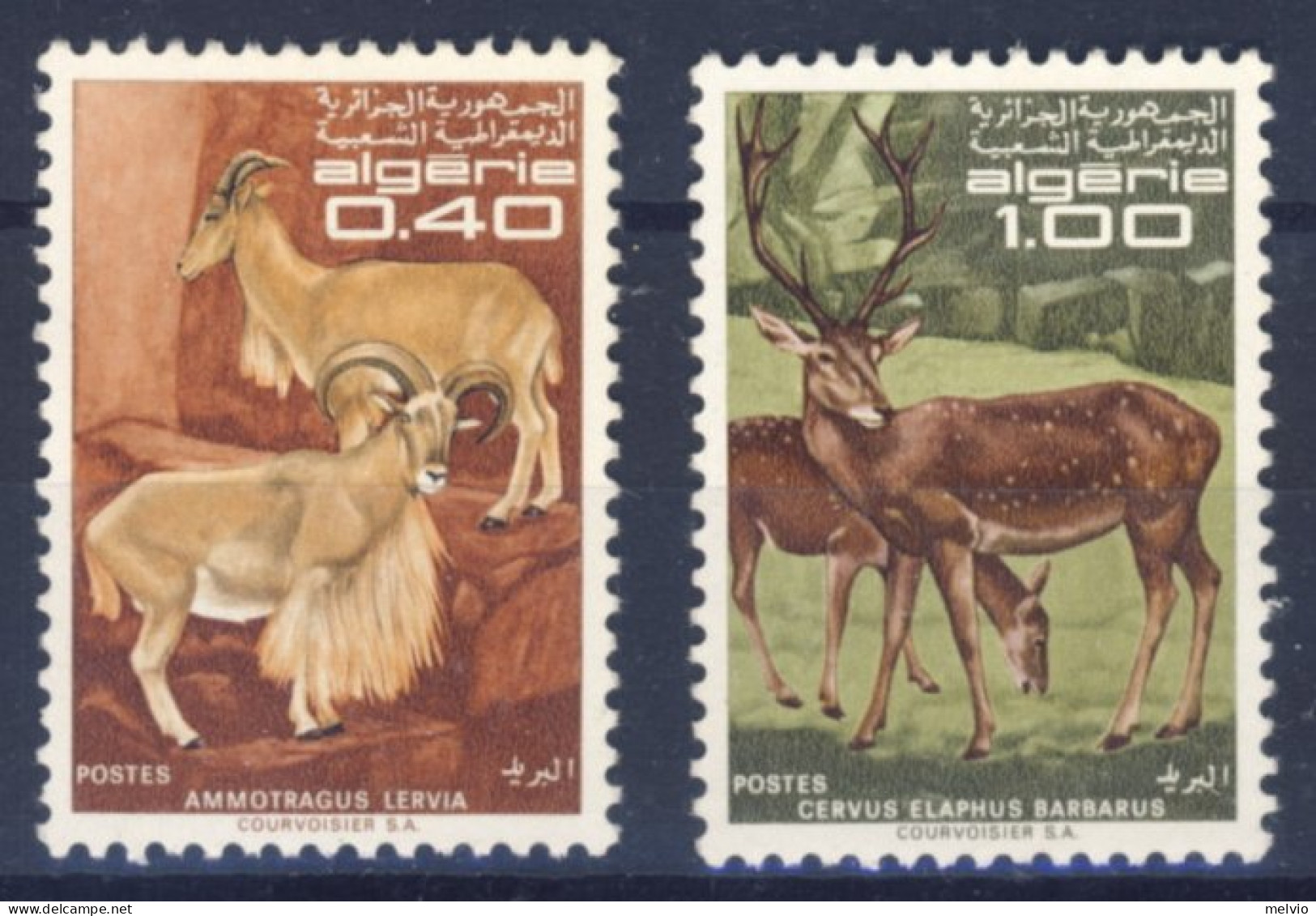 1968-Algeria (MNH=**)serie 2 Valori Animali,cervi E Capre - Algérie (1962-...)