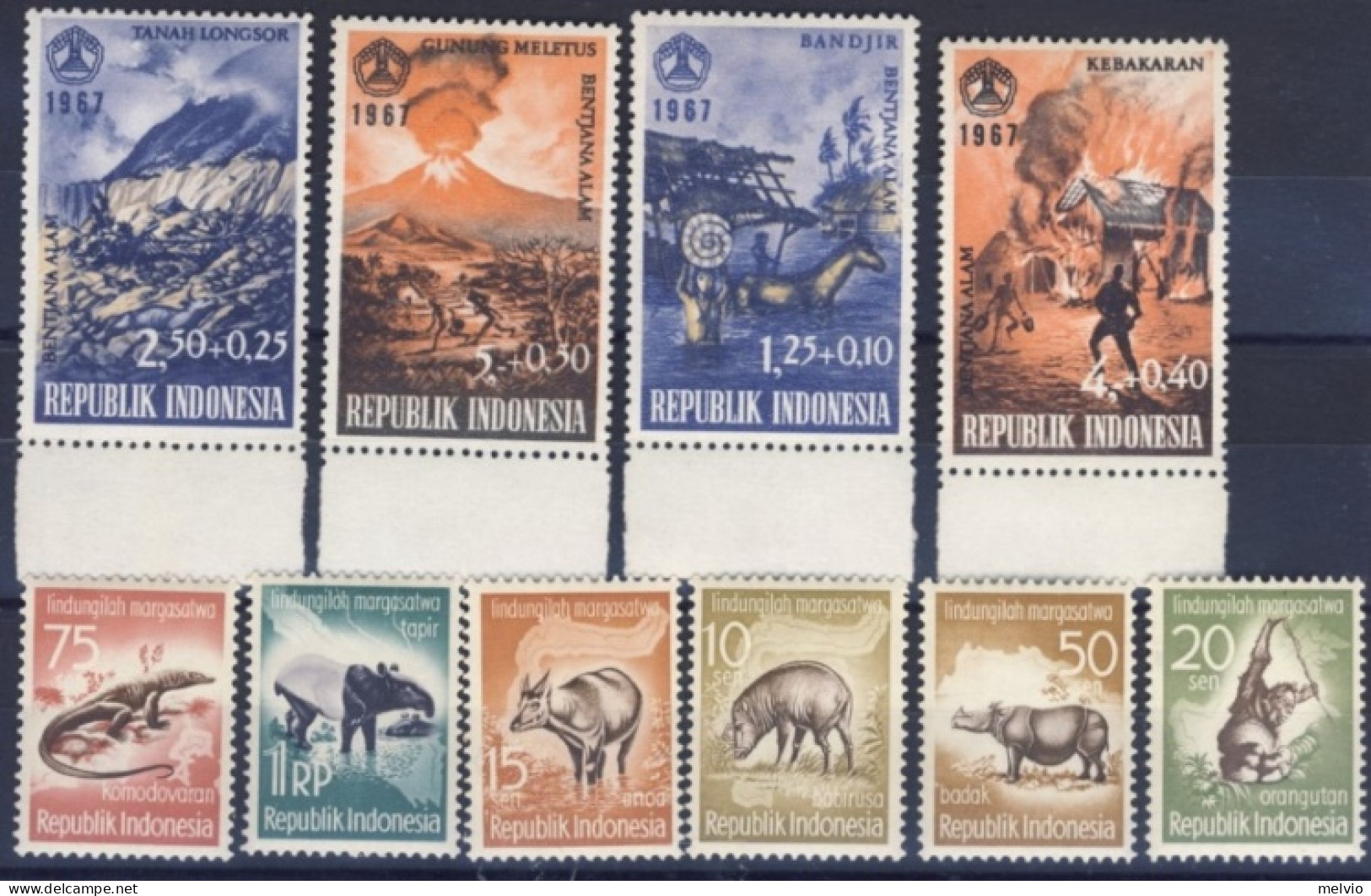 1959/68-Indonesia (MNH=**) 2 Serie 10 Valori Protezione Animali,aiuto Ai Rifugia - Indonesia