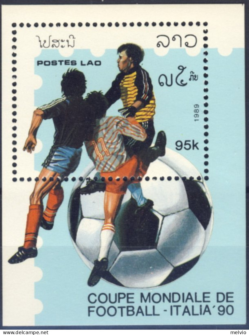 1990-Laos (MNH=**) Foglietto 1 Valore Italia '90 Campionato Mondiale Di Calcio - Laos