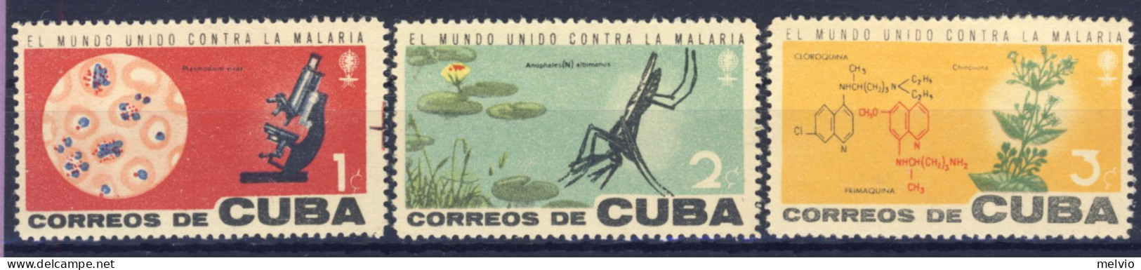 1962-Cuba (MNH=**) Serie 3 Valori Lotta Alla Malaria - Autres & Non Classés