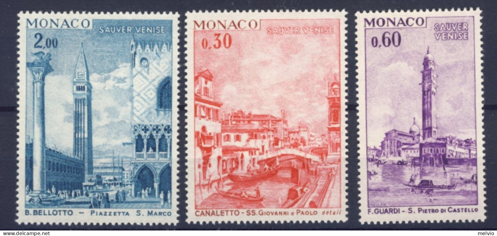 1972-Monaco (MNH=**) Serie 3 Valori Salvare Venezia - Autres & Non Classés