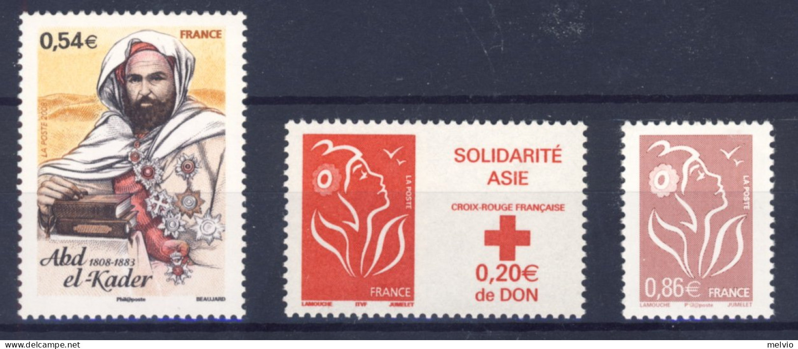 2008-Francia (MNH=**) 3 Valori - Unused Stamps