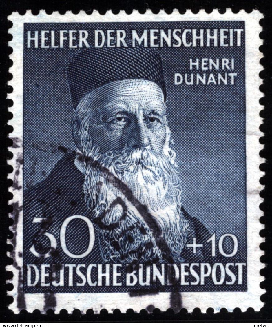 1952-Germania (O=used) 30pf+10pf Dunant - Gebraucht