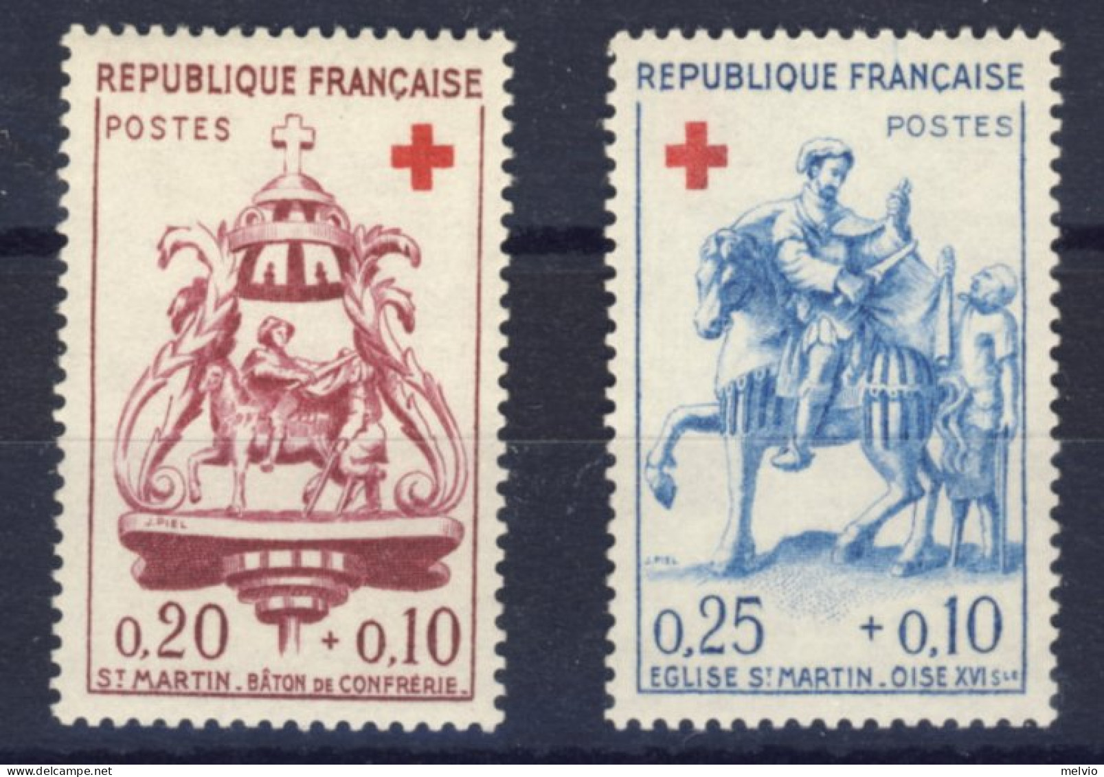 1960-Francia (MNH=**) Serie 2 Valori Croce Rossa - Neufs