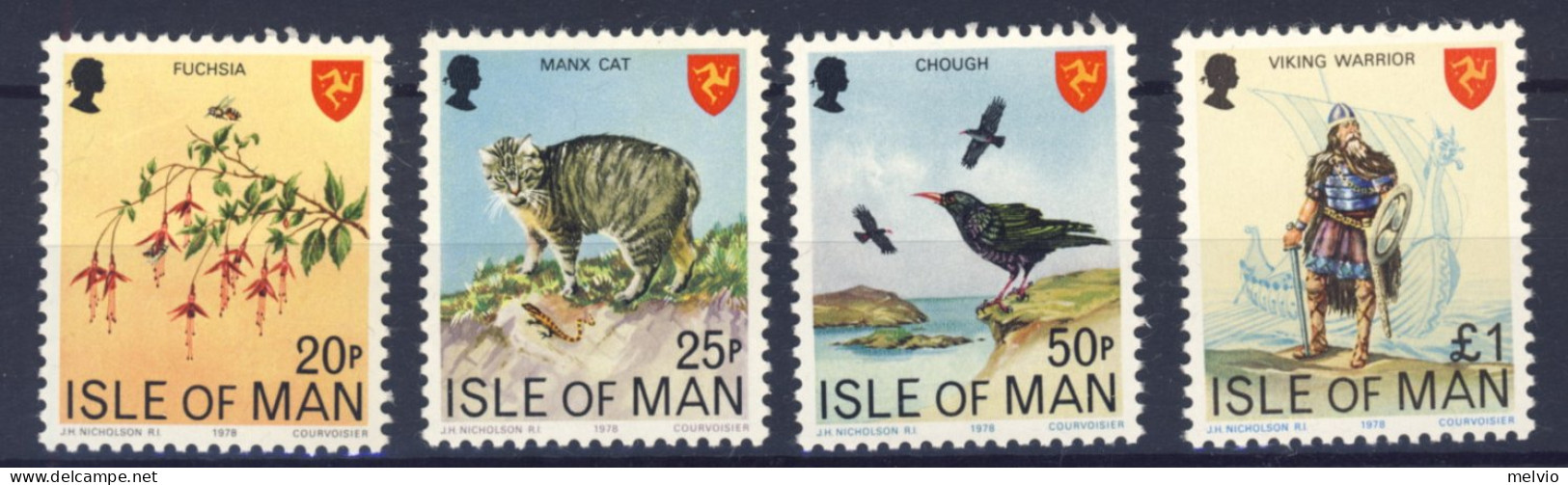 1978-Isola Di Man (MNH=**) Serie 4 Valori Flora Fauna Vichingo - Isle Of Man