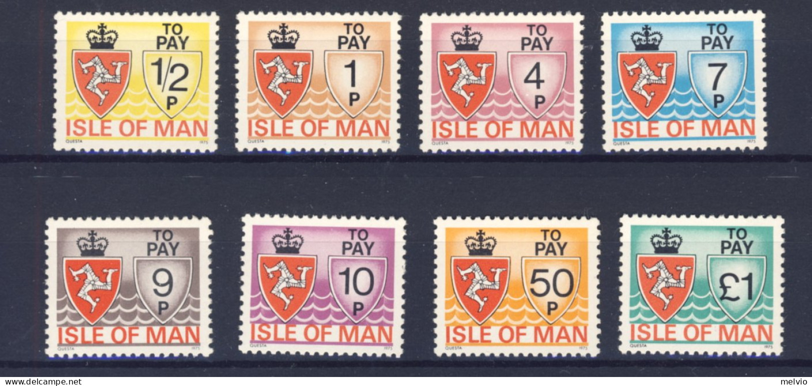 1975-Isola Di Man (MNH=**) Segnatasse Serie 8 Valori - Isle Of Man