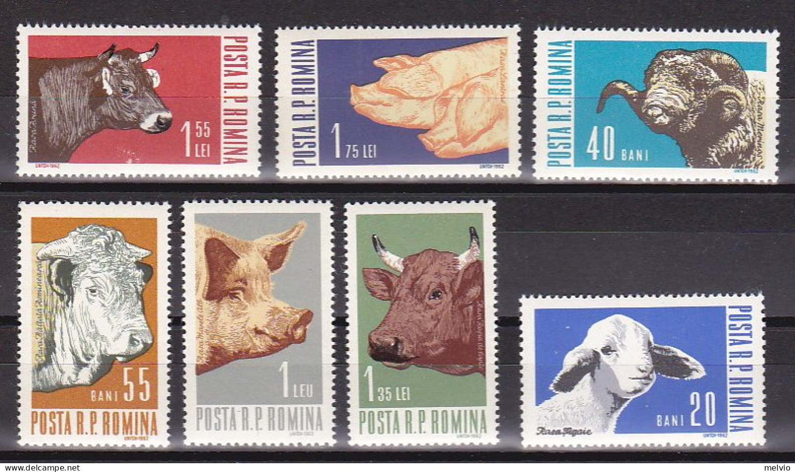 1962-Romania (MNH=**) S.7v."Animali Di Fattoria" - Other & Unclassified