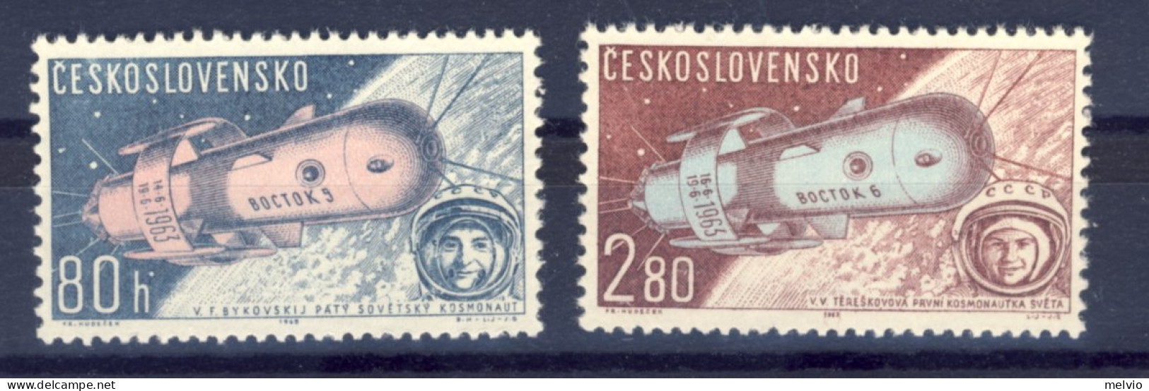 1963-Cecoslovacchia (MNH=**) 2 Valori Spazio Vostok - Autres & Non Classés