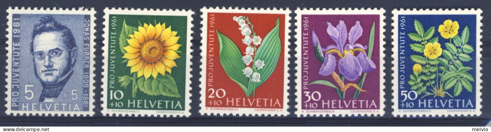 1961-Svizzera (MNH=**) Serie 4 Valori Flora Pro Juventute - Other & Unclassified