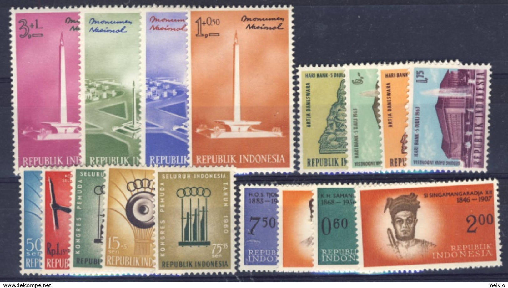 1960circa-Indonesia (MNH=**) 4 Serie 17 Valori - Indonesien