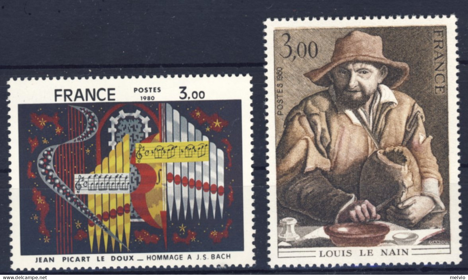 1980-Francia (MNH=**) Serie Due Valori Opere D'arte - Oblitérés