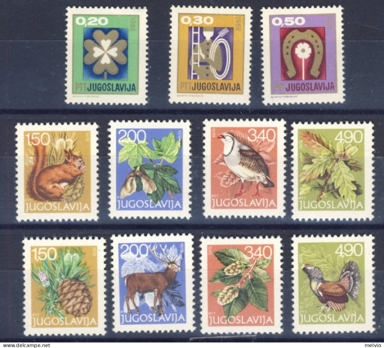 1968/78-Jugoslavia (MNH=**) 2 Serie 11 Valori Amuleti,fauna E Flora - Autres & Non Classés