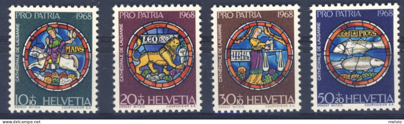 1968-Svizzera (MNH=**) Serie 4 Valori Vetrate Cattedrale Losanna - Autres & Non Classés