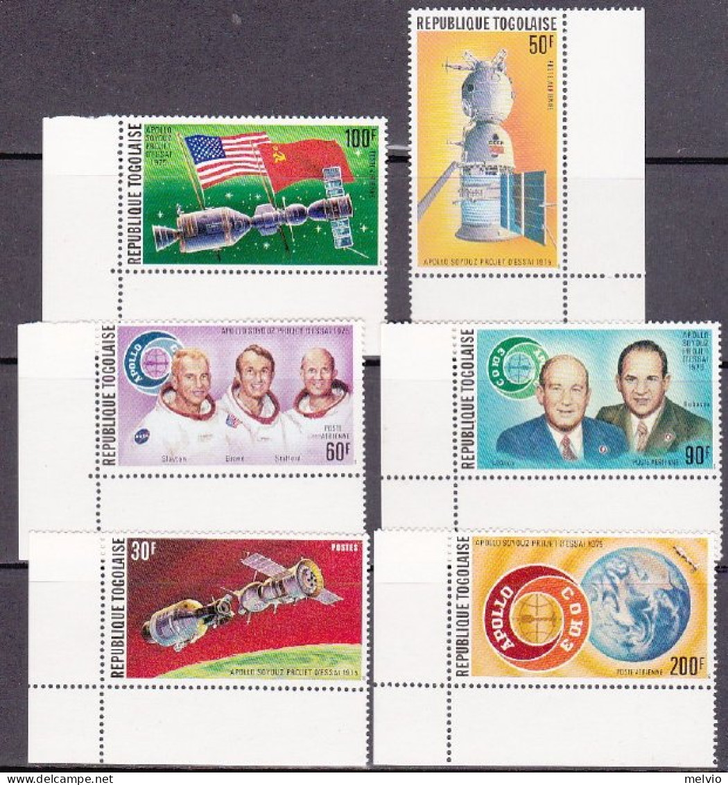 1975-Togo (MNH=**) S.6v."Spazio Apollo Soyouz" - Togo (1960-...)