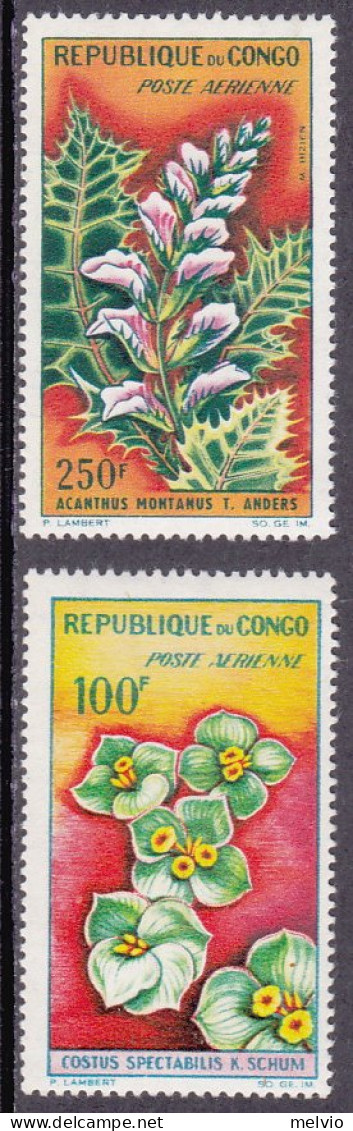 1963-Congo (MNH=**) Posta Aerea S.2v."Fiori"catalogo Euro 10 - Andere & Zonder Classificatie
