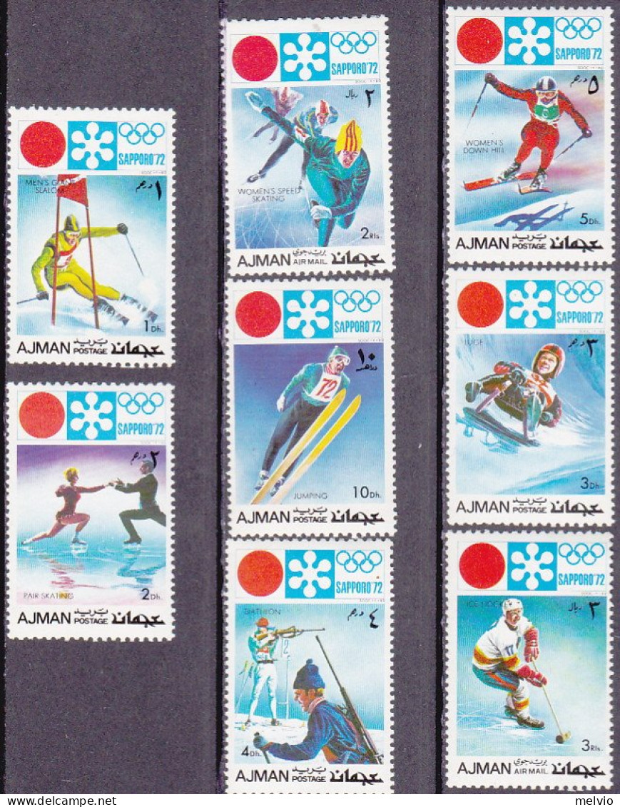 1971-Ajman (MNH=**) S.8v."giochi Olimpici Invernali Di Sapporo"cat.Yvert Euro 4 - Ajman