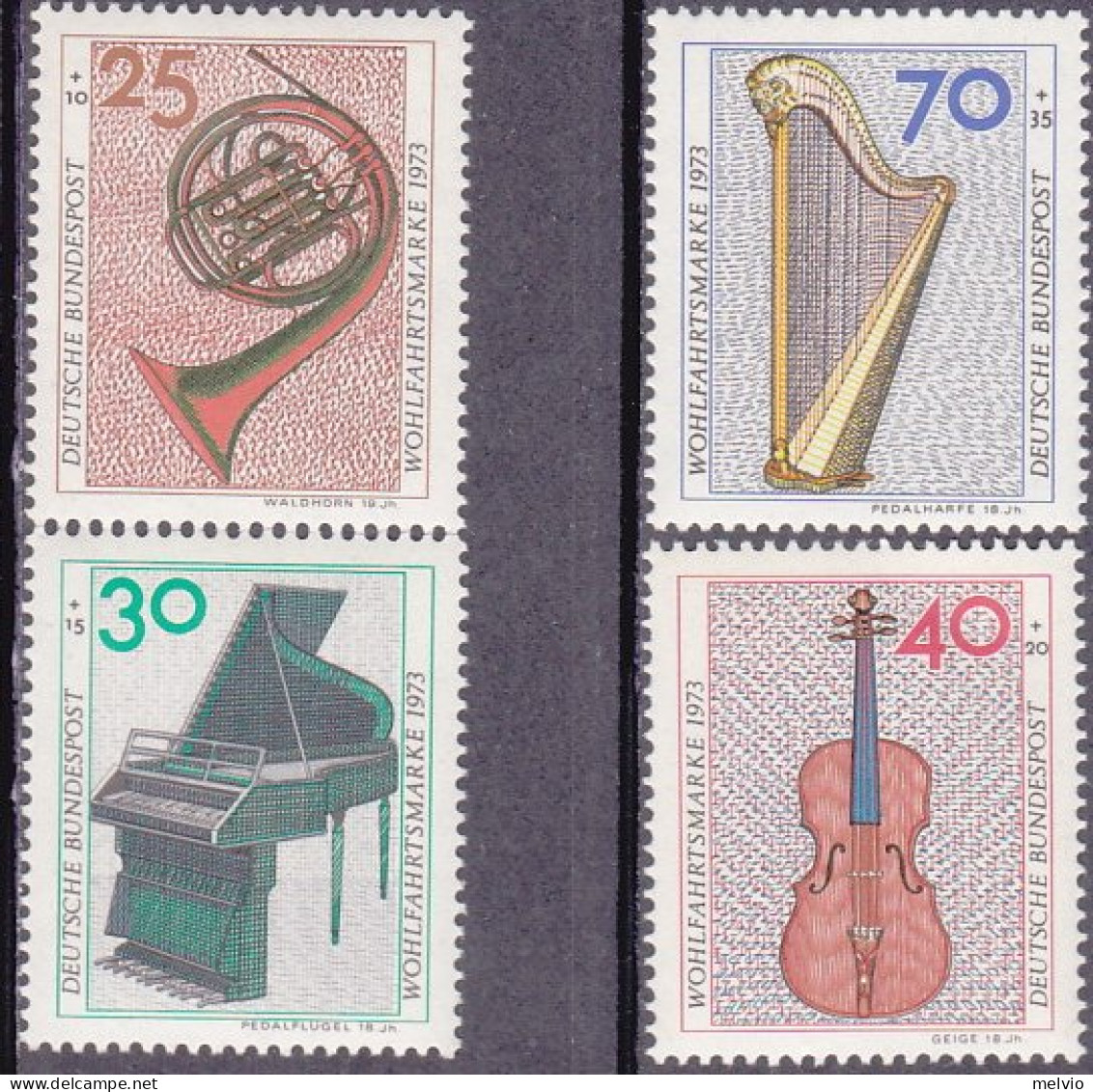 1973-Germania (MNH=**) S.4v."Strumenti Musicali"catalogo Unificato Euro 5 - Autres & Non Classés