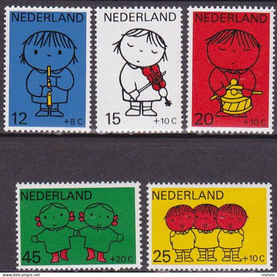 1969-Olanda (MNH=**) S.5v."Bambini" - Neufs