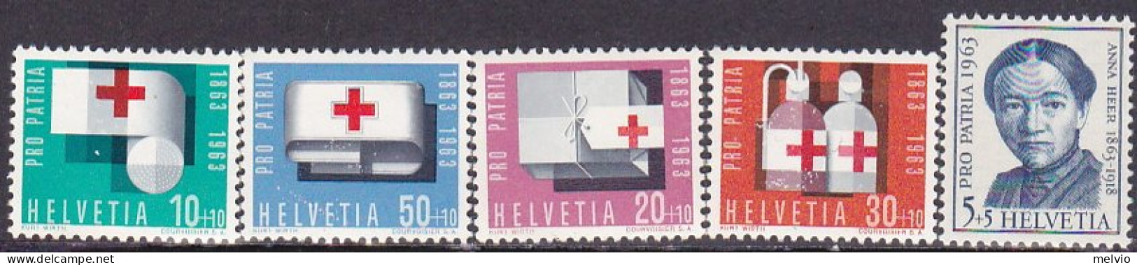 1963-Svizzera (MNH=**) S.5v."pro Patria,effigie Di Heer,croce Rossa"catalogo Uni - Autres & Non Classés