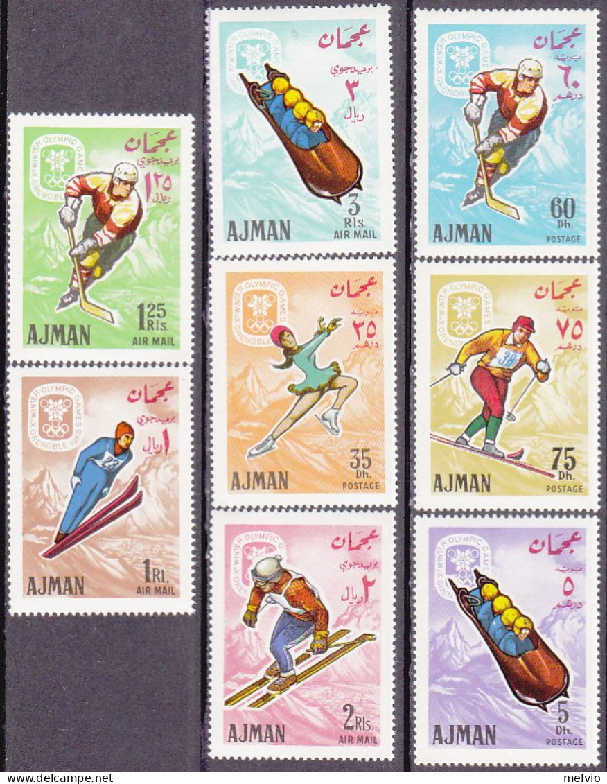 1968-Ajman (MNH=**) S.8v."giochi Olimpici Invernali A Grenoble"cat.Yvert Euro 5, - Ajman
