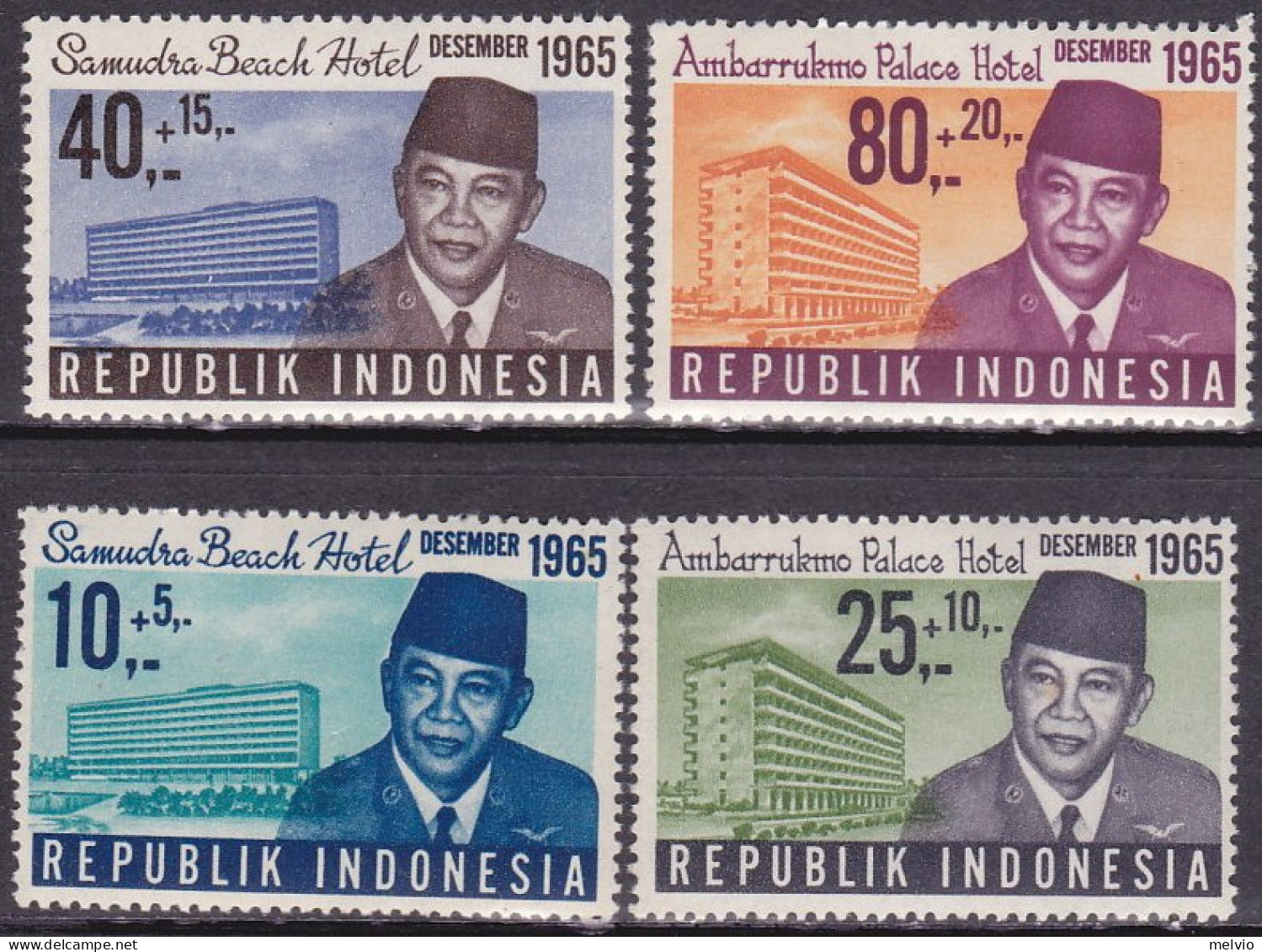 1965-Indonesia (MNH=**) S.4v."hotel Turistici,presidente Sukarno" - Indonesia