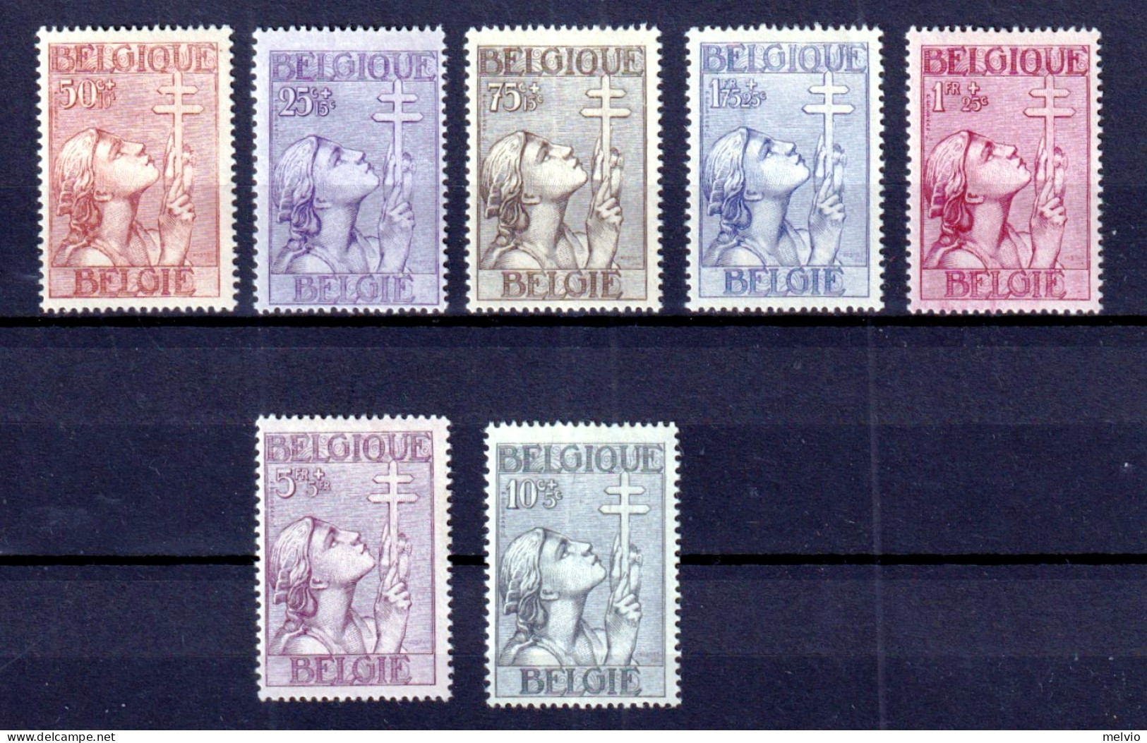 1933 BELGIO Pro Opera Antitubercolare Serie Completa Nuova Traccia Linguelle - Unused Stamps