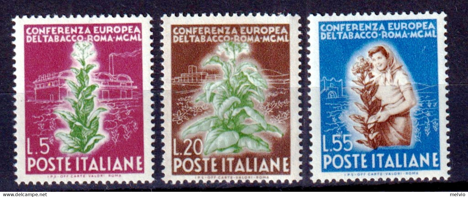 1950 (MNH=**) TABACCO Serie Completa Nuova Gomma Originale Ed Integra - 1946-60: Nieuw/plakker