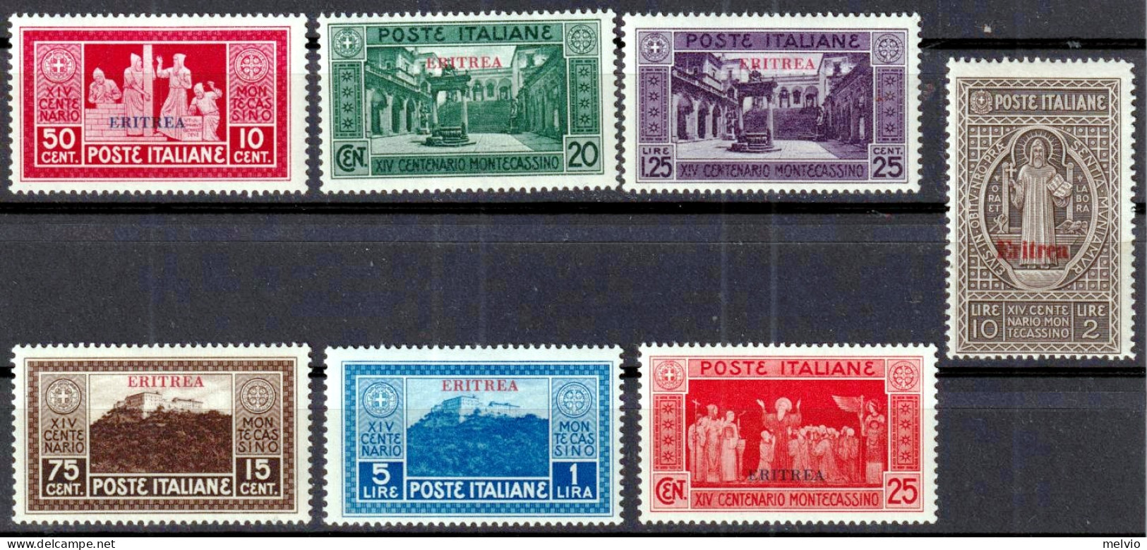 1929- (MNH=**) ERITREA Montecassino Serie Completa Nuova Senza Traccia Linguella - Erythrée