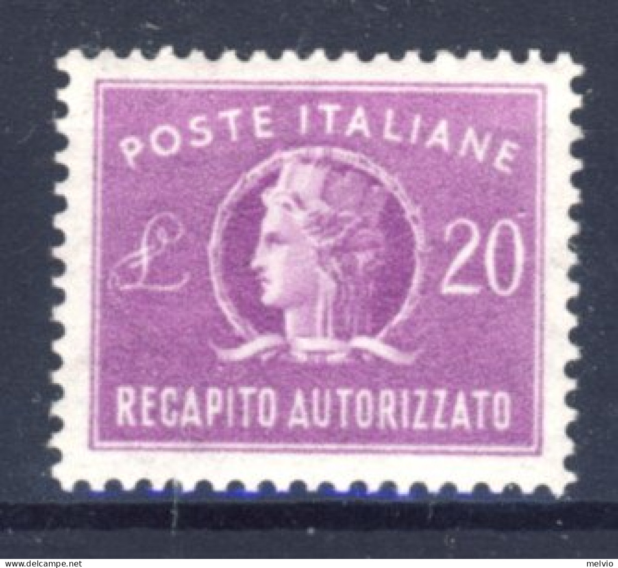1955-Italia (MNH=**) Recapito Autorizzato L.20 Filigrana Stelle - 1946-60: Neufs