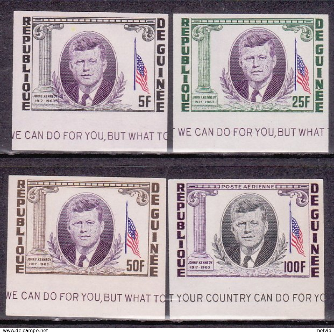 1964-Guinea (MNH=**) S.4v.non Dentellati "Presidente Kennedy" - Guinee (1958-...)