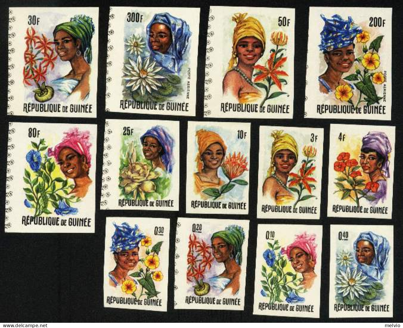 1966-Guinea (MNH=**) S.13v.non Dentellati "Fiori E Bellezze Locali" - Guinee (1958-...)