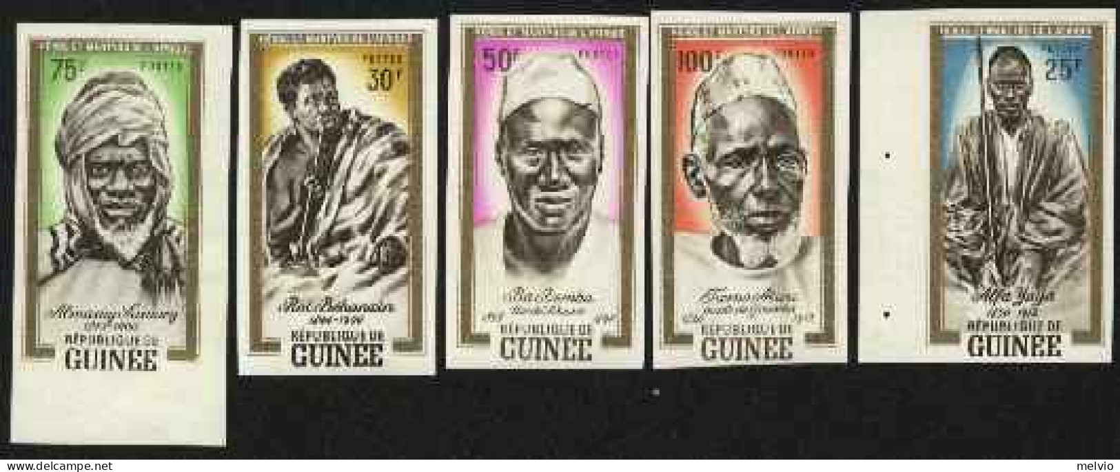 1962-Guinea (MNH=**) S.5v.non Dentellati "Eroi E Martiri Africani" - Guinea (1958-...)