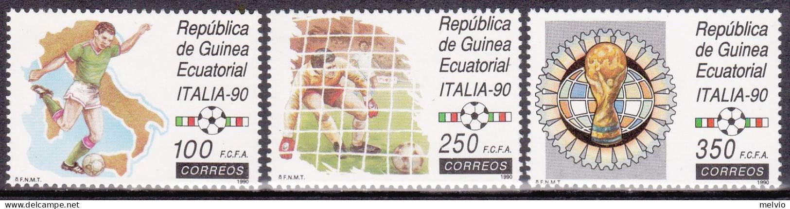 1990-Guinea Equatoriale (MNH=**)  S.3v."Mondiale Di Calcio,Italia 90" - Guinée Equatoriale