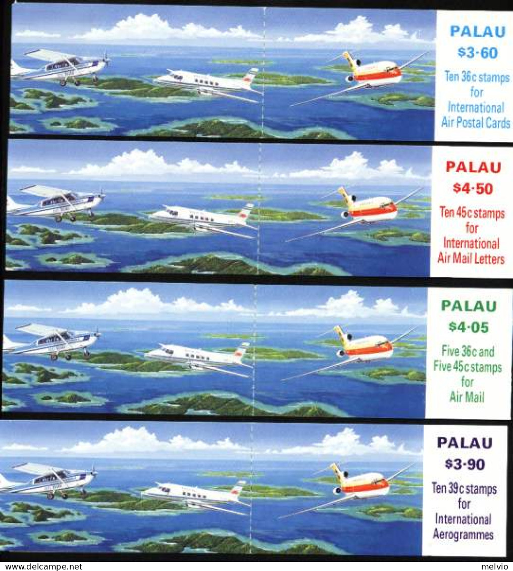 1989-Palau (MNH=**) Quattro Libretti Da Dollars 3,60+ 3,90+ 4,05+ 4,50 Per Compl - Palau