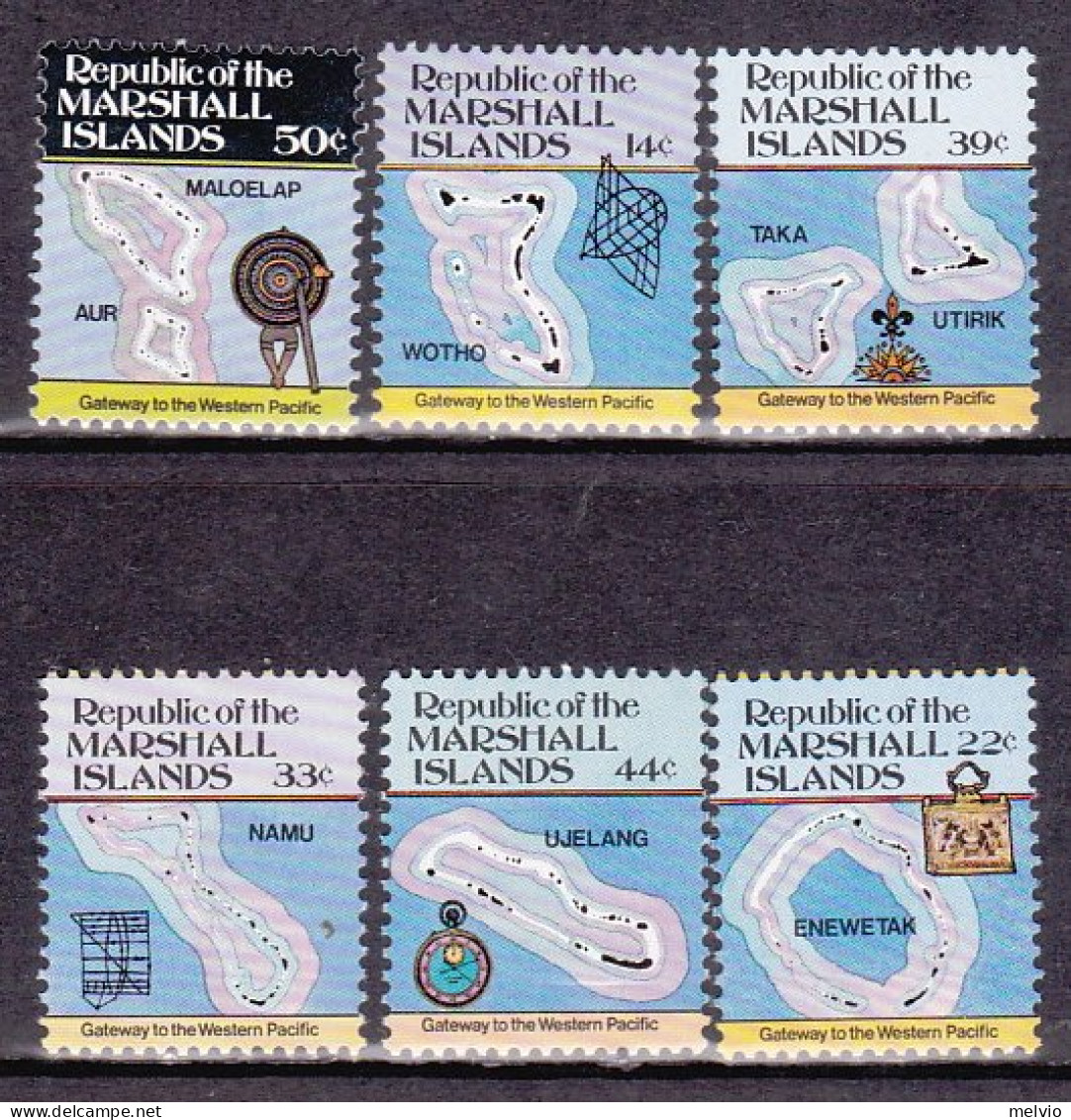 1985-Marshall (MNH=**) S.6v."Carte Delle Isole III°s." - Marshallinseln