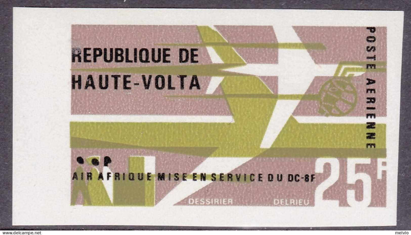 1966-Alto Volta (MNH=**) Posta Aerea S.1v.non Dentellato "Servizio Aereo DC 8F A - Upper Volta (1958-1984)
