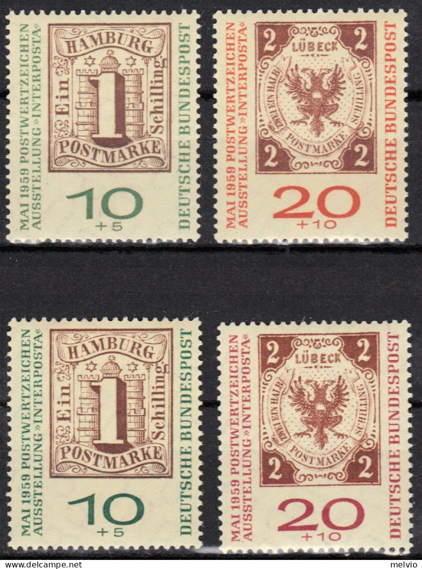 1959-Germania (MNH=**) Due S.2v.prima+seconda Tiratura "esposizione Filatelica I - Autres & Non Classés