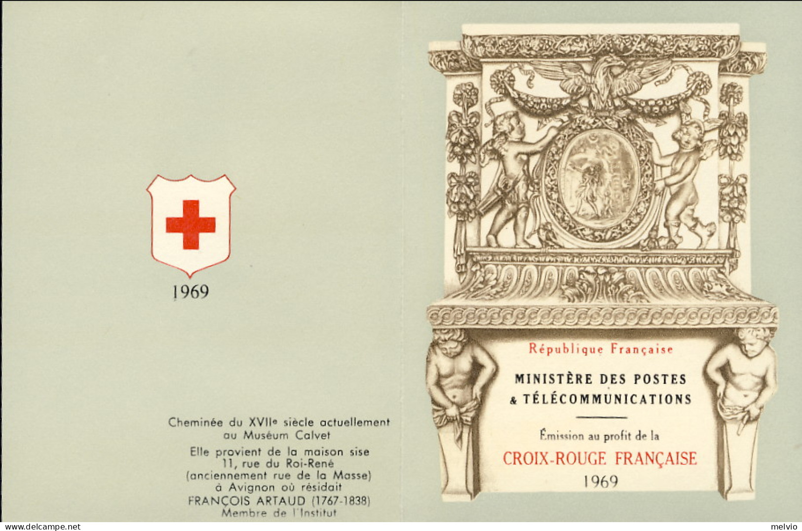 1969-Francia (MNH=**) Libretto 4s.8v."pro Croce Rossa,quadri Di Mignard"catalogo - Neufs
