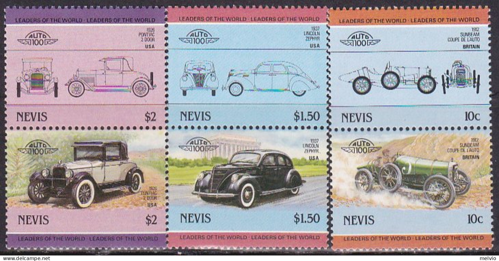 1985-Nevis (MNH=**) S.12v."automobili,quarta Serie" - America (Other)