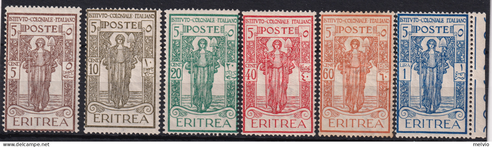 1928-Eritrea (MNH=**) Serie 6 Valori Istituto Coloniale (107/12) - Eritrea