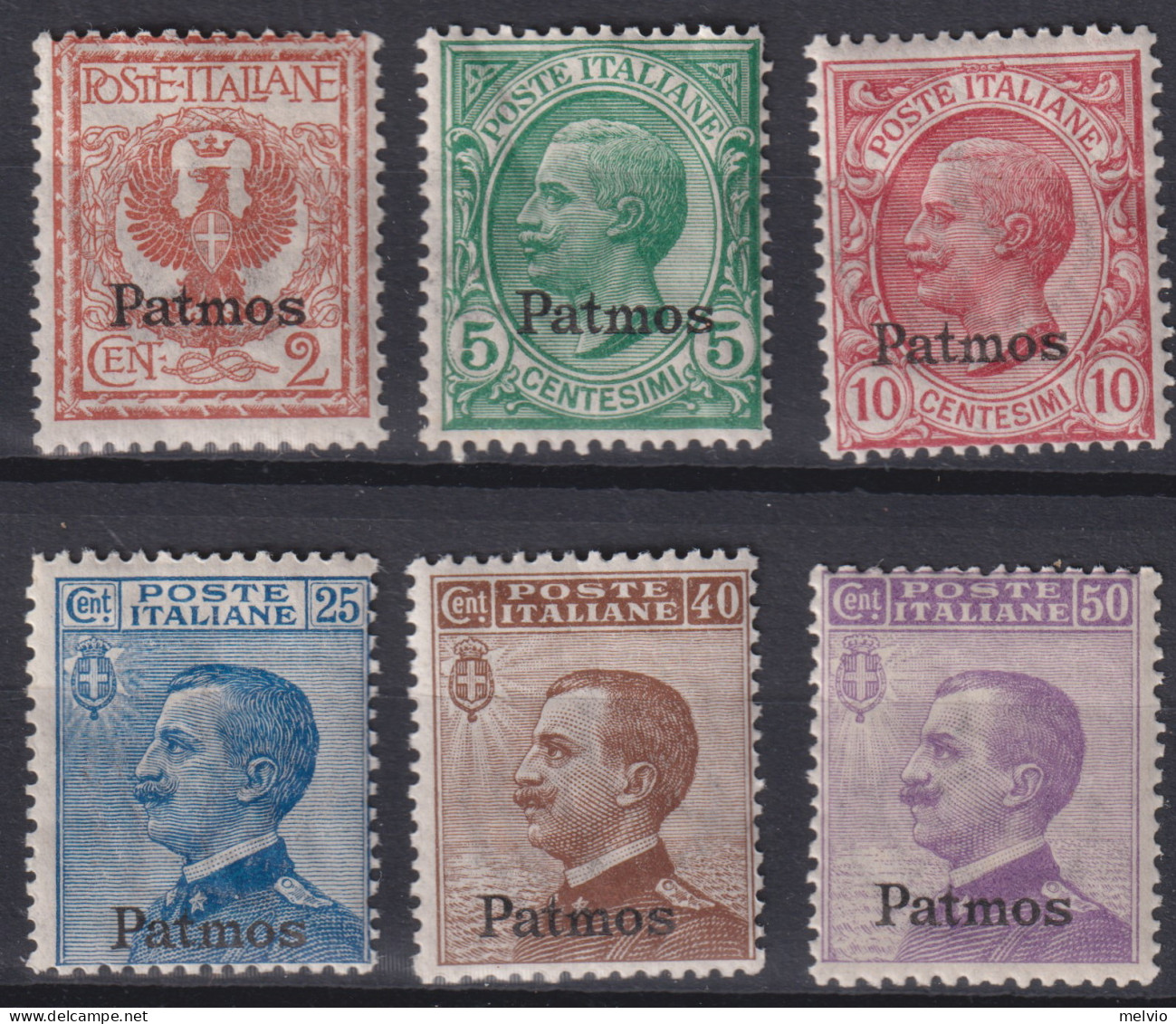 1912-Patmo (MNH=**) 6 Valori (1/3 + 5/7) - Egée (Patmo)