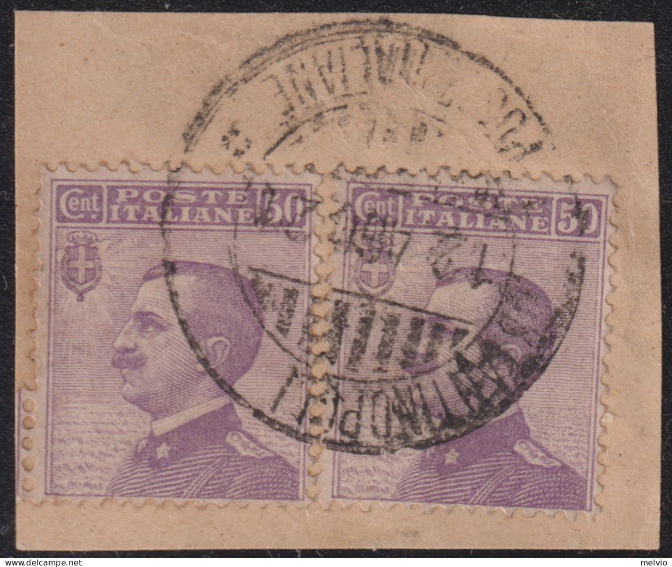 1918-Italia (F=on Piece) Due Esemplari Del 50c. Violetto Con Annullo Completo Di - Erythrée