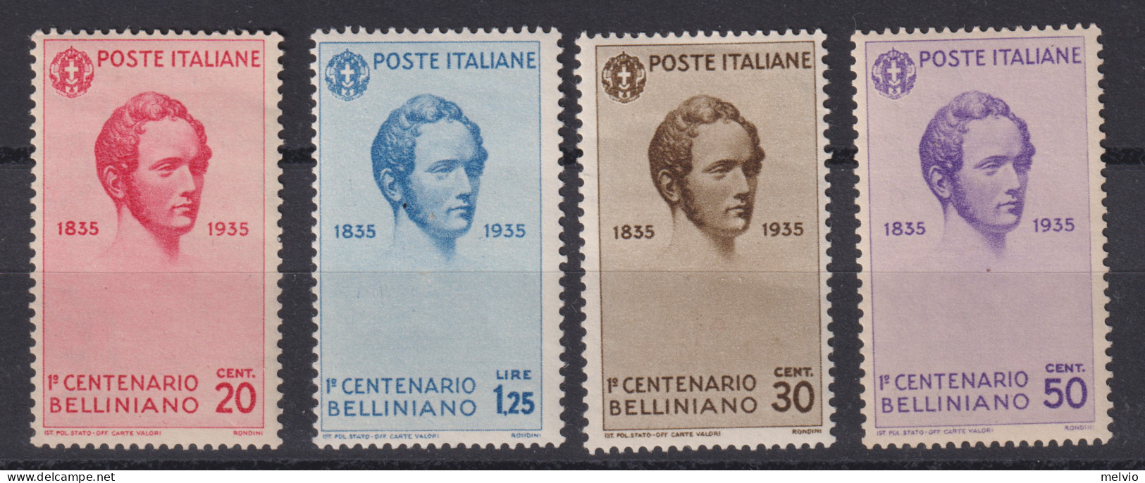 1935-Italia (MLH=*) 4 Valori Vincenzo Bellini (388 / 91) - Neufs
