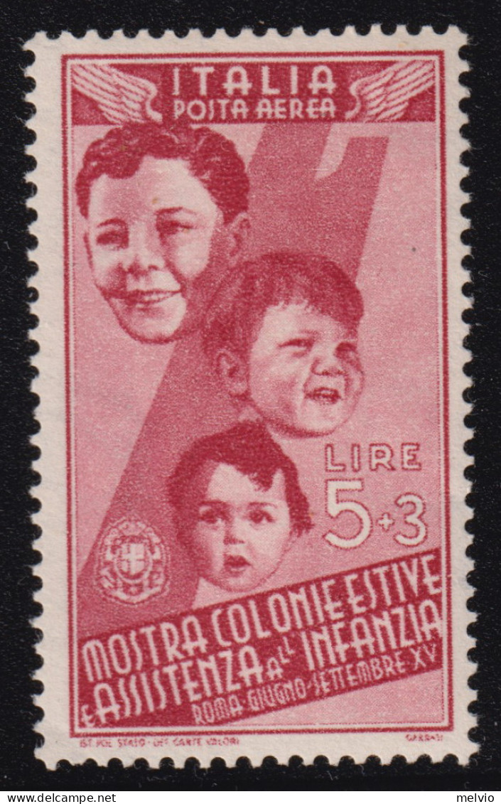 1937-Italia (MNH=**) Posta Aerea L.5 Colonie Estive - Neufs