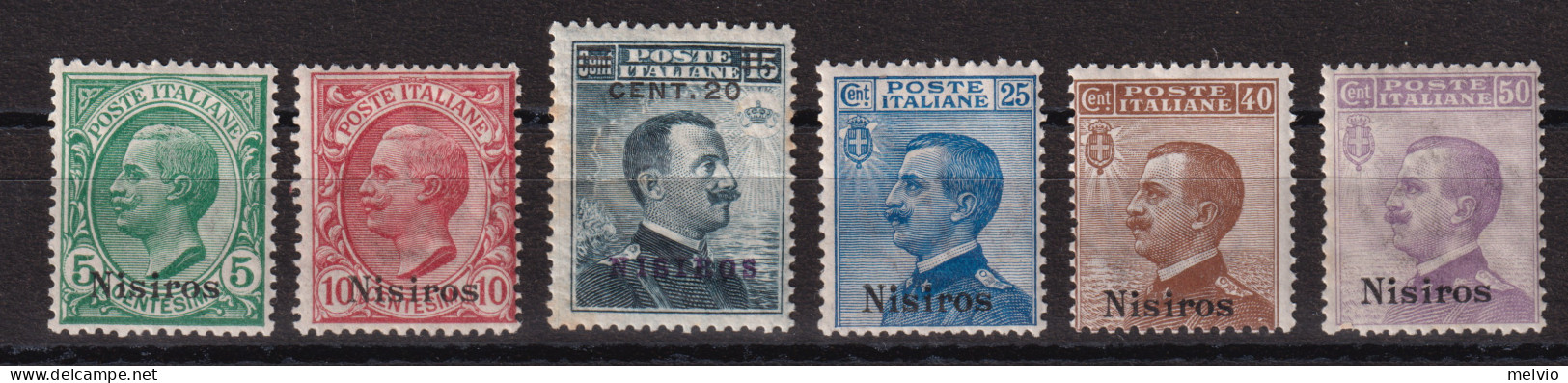 1912-Nisiro (MNH=**) Mix 6 Valori (1/3 + 5/8) - Aegean (Nisiro)