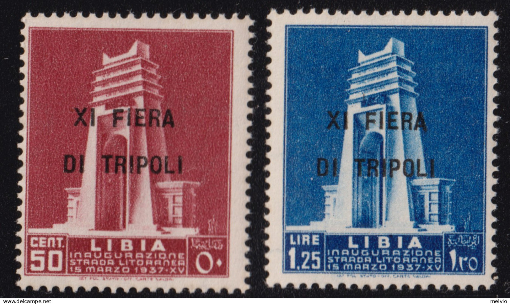 1937-Libia (MNH=**) Serie 2 Valori 11° Fiera Di Tripoli (142/3) - Libyen