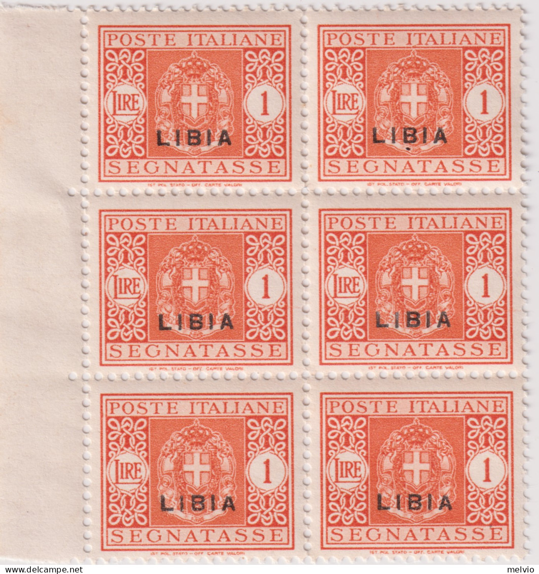 1934-Libia (MNH=**) Blocco 6 Valori Segnatasse L.1 - Libyen