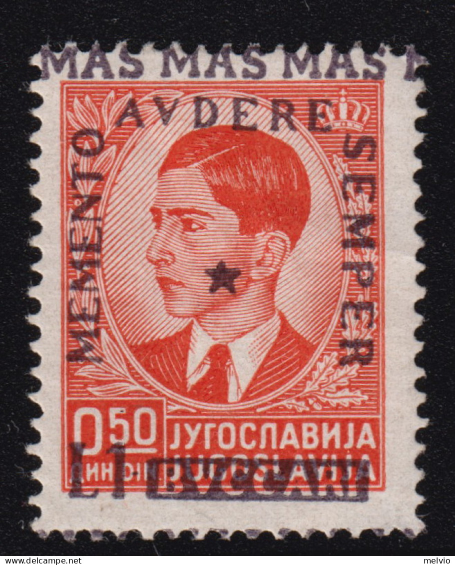 1941-Fiumano Kupa (MLH=*) Valore Soprastampato L.1 MAS - Fiume & Kupa
